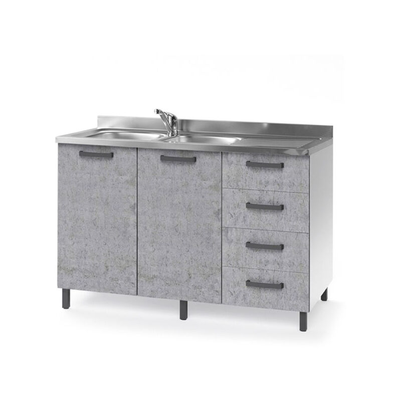 foto del prodotto sottolavello cucina montato con ante cemento 120 cm.