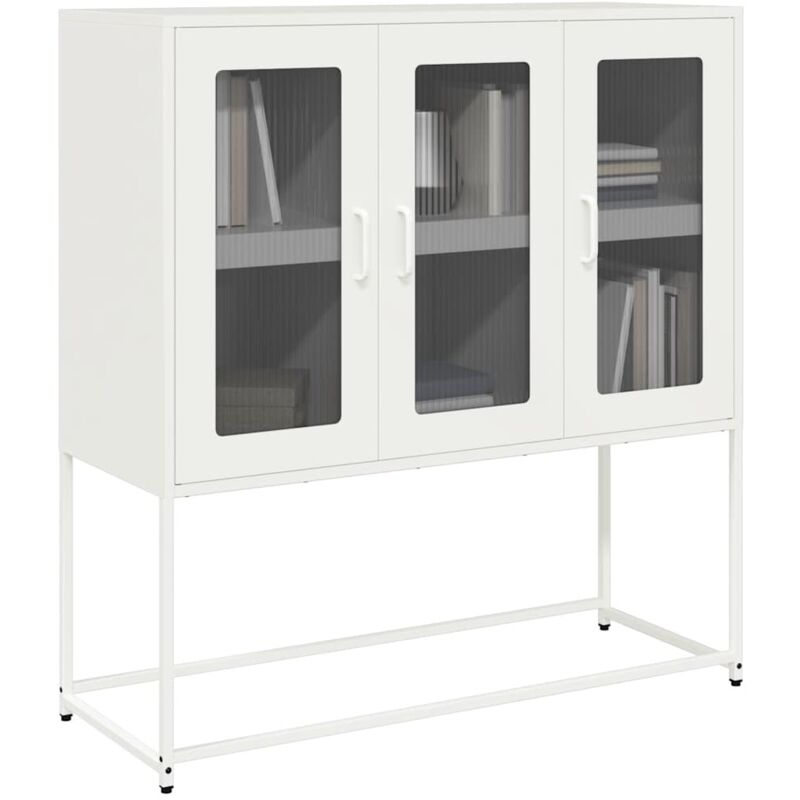 foto del prodotto vidaxl credenza bianca 100,5x39x107 cm in acciaio laminato a freddo