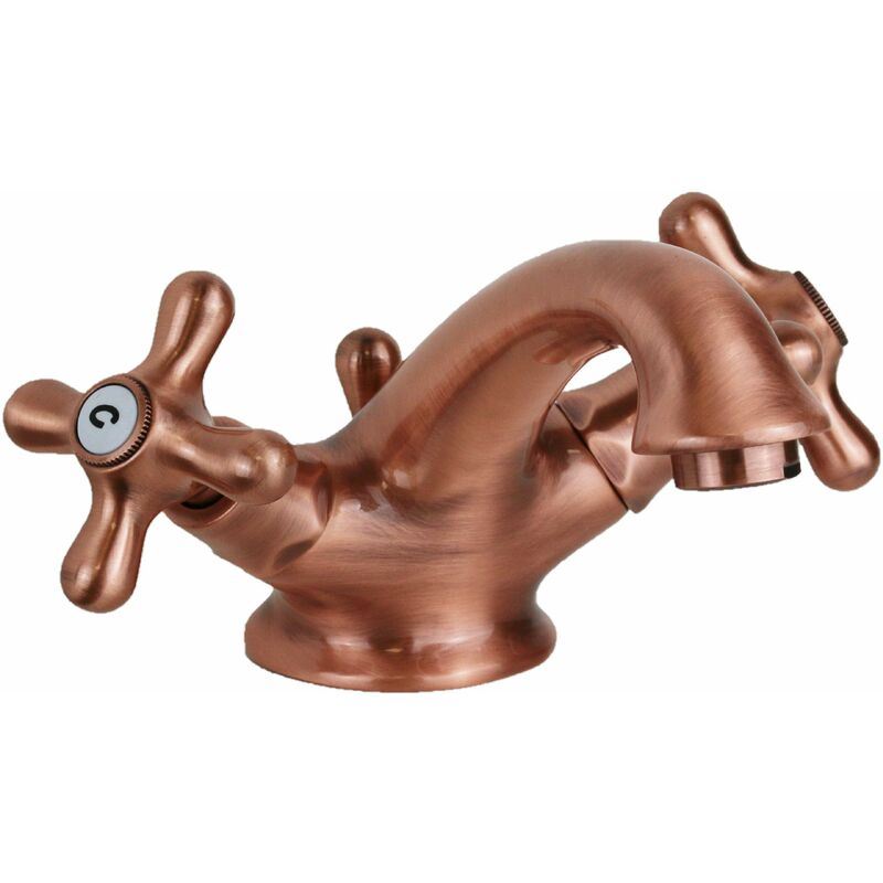 immagine 0 del prodotto paffoni rubinetto per lavabo doppia leva canna curva in colore rame iris irv065rm rame iris piletta con salterello 1 1 4