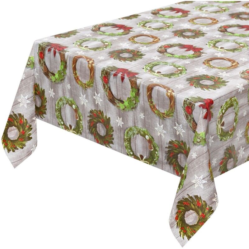 foto del prodotto emmevi mv s.p.a. tovaglia cucina natalizia corona natale copritavolo antimacchia plastificata cerata 140x50 cm