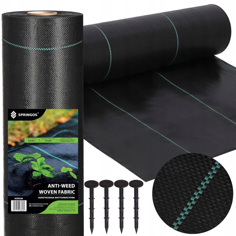 foto del prodotto telo agricolo 70g 0,8x50m nero tessuto agricolo uv spesso anti erba pioli