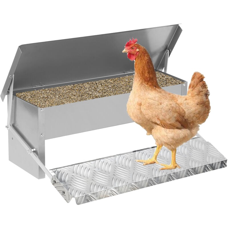 foto del prodotto mangiatoia automatica per polli mangiatoia da 5kg con pedale, portello e copertura impermeabile, per polli, anatre e tacchini 50x20x19 cm vingo