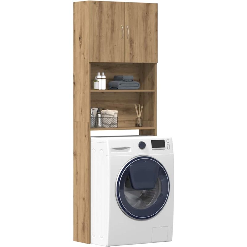 foto del prodotto mobile lavatrice rovere artigianale 64x24x190 cm in truciolato vidaxl