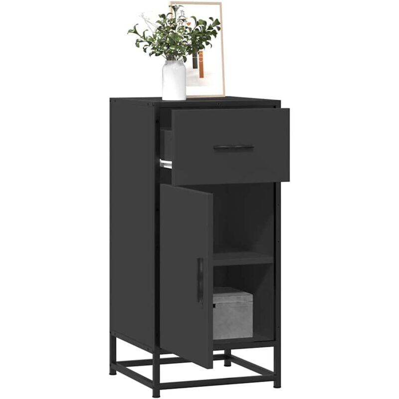 foto del prodotto vidaxl credenza rovere nera 35,5x35x76 cm in truciolato e metallo