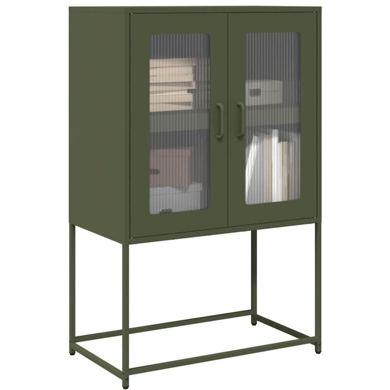 foto del prodotto vidaxl credenza verde oliva 68x39x107 cm in acciaio
