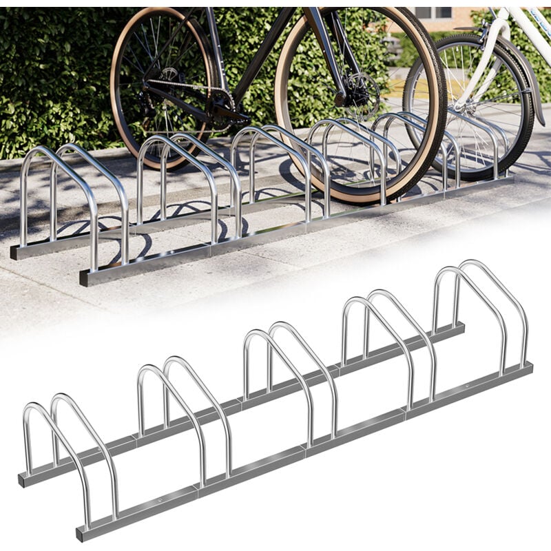 foto del prodotto bakaji parcheggio porta bici 5 posti stand cavalletto rastrelliera bicicletta acciaio