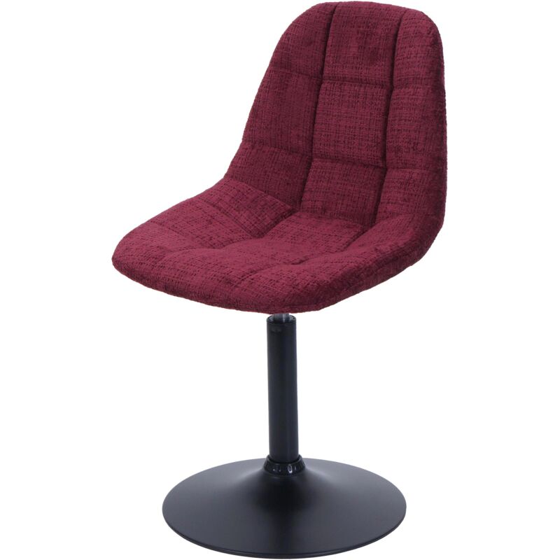foto del prodotto sedia da pranzo hhg 893, poltroncina sedia da cucina girevole, acciaio stoffa tessuto ciniglia 465g m , bordeaux