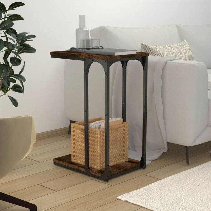 foto del prodotto tavolino,tavolino caff moderno,tavolino consolle rovere fumo 40x30x60 cm in legno multistrato bn79419