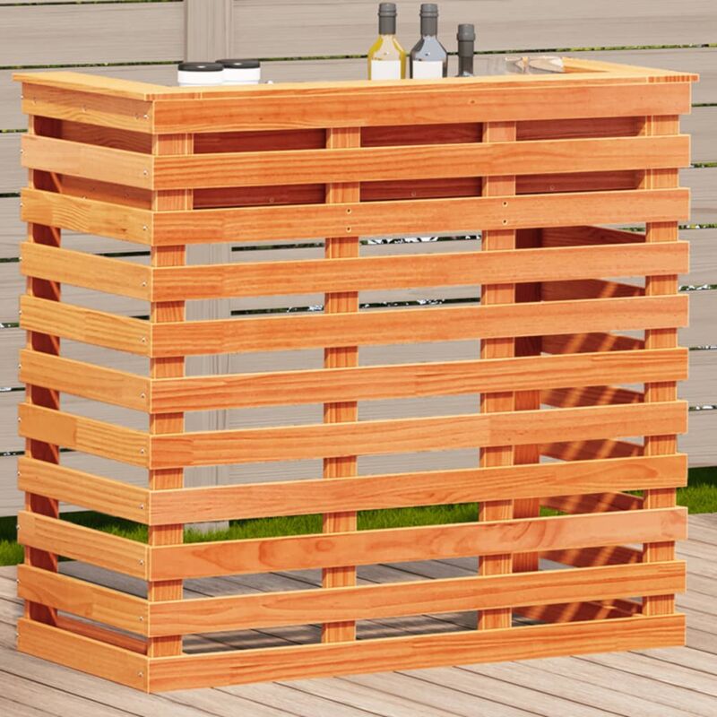 foto del prodotto vidaxl tavolo bar da esterno marrone cera 113,5x50x103cm massello pino