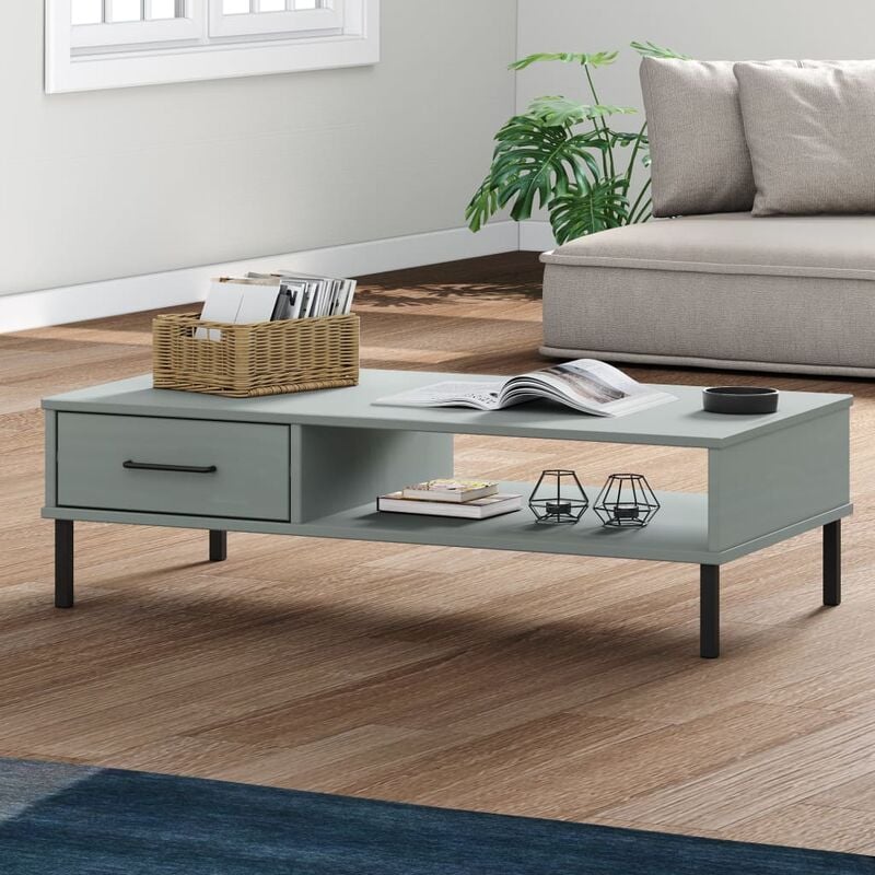 foto del prodotto tavolino da salotto moderno,tavolino caff ,tavolino consolle gambe metallo grigio legno massello pino oslo bn86597