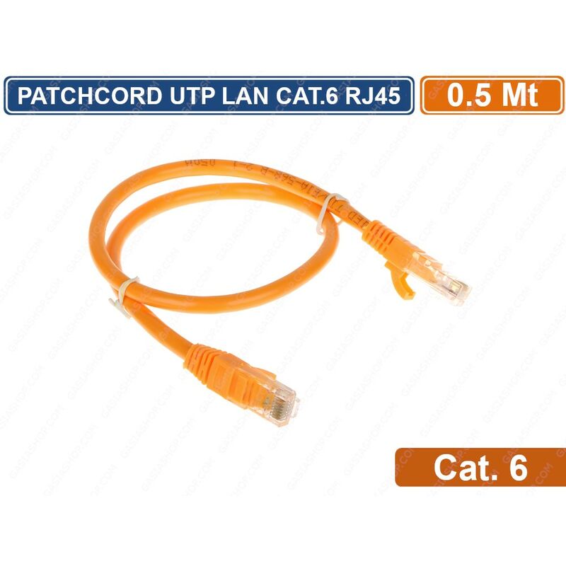 immagine 0 del prodotto patchcord cavo di rete 50 centimetri ethernet utp cat 6 4x2 awg 24 lan rj45