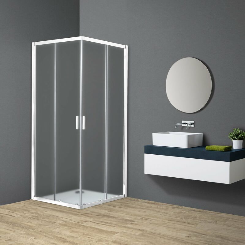 foto del prodotto box doccia tokyo doppia porta scorrevole quadrato 90x90 cm altezza 200 cm cristallo 6 mm bianco opaco