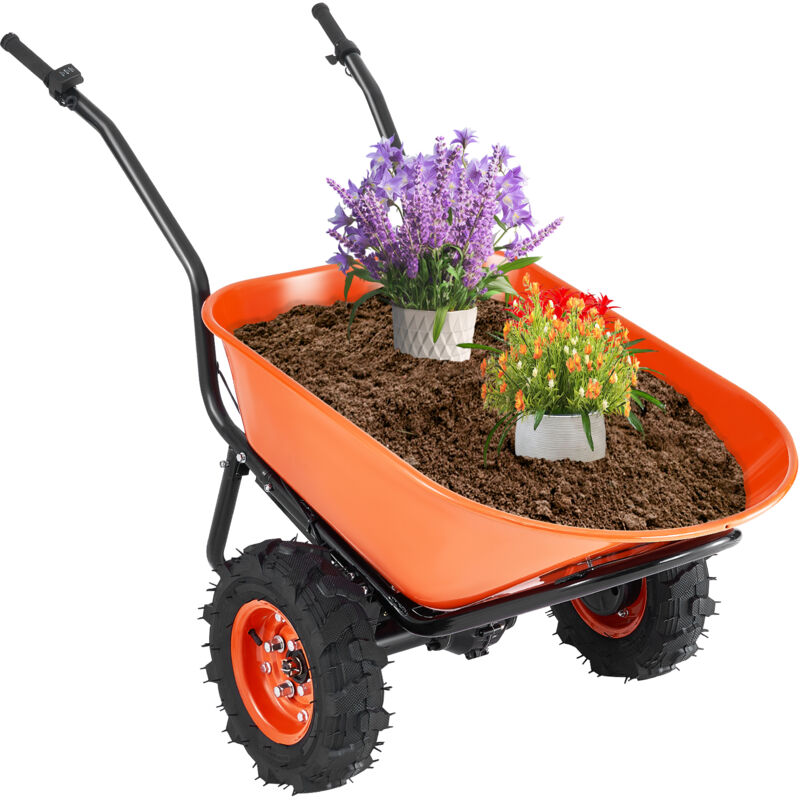 foto del prodotto carriola elettrica carrello da giardino motorizzato 2 ruote 500 w ruota larghezza 40 cm carico 260 kg, carrello multiuso a caricamento facile per