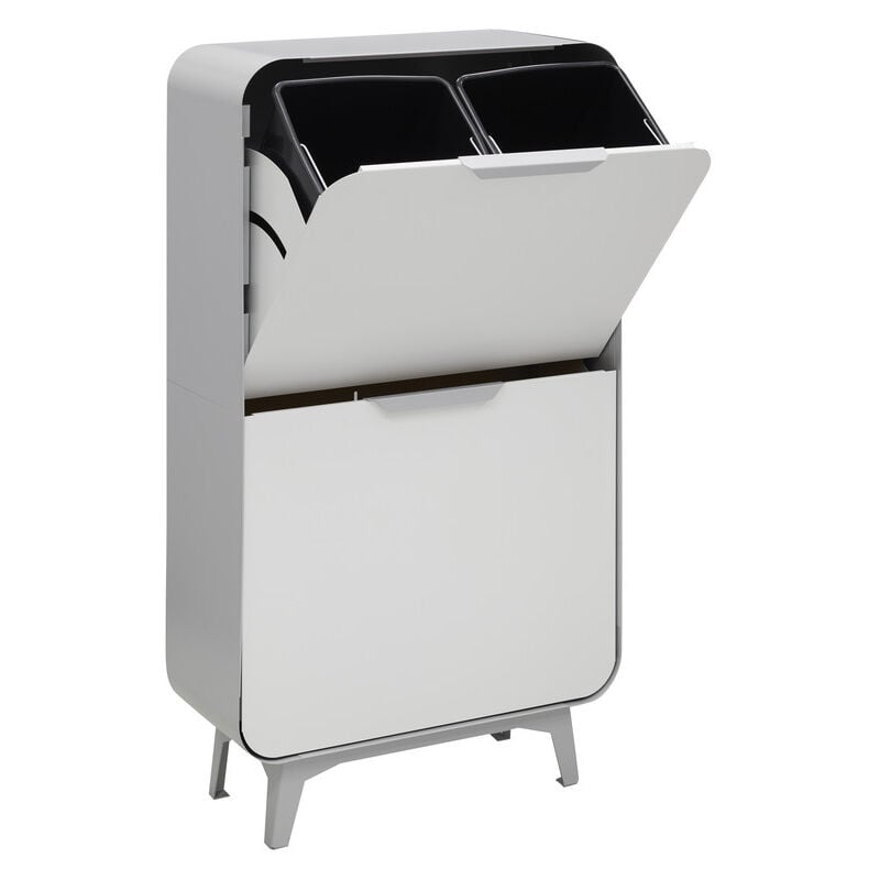 immagine 0 del prodotto round pattumiera per raccolta differenziata, 4 secchi, mobile d acciao per differenziata, 4 x 17 l 68 l grigio cr421 r arregui