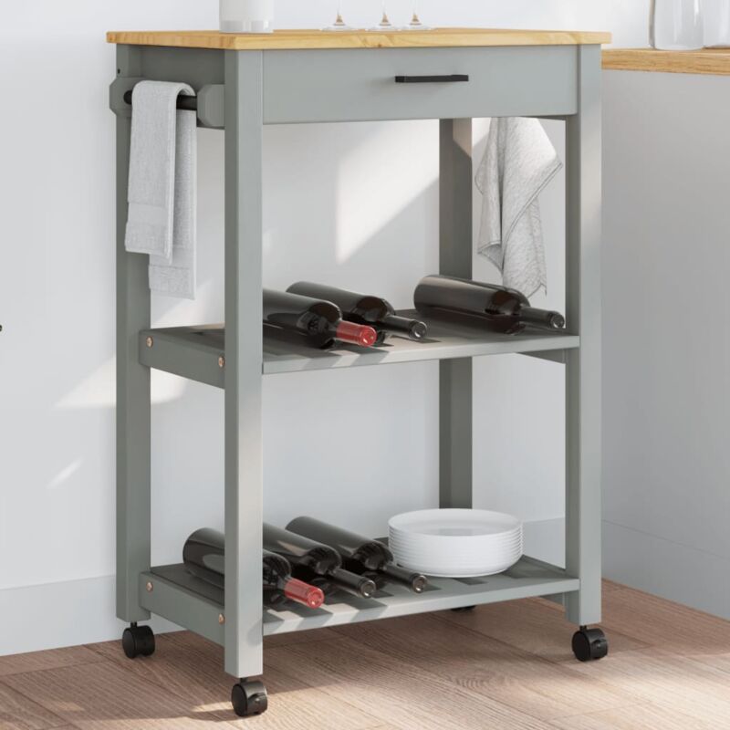 foto del prodotto carrello da cucina monza 60x40x90 cm in legno massello di pino