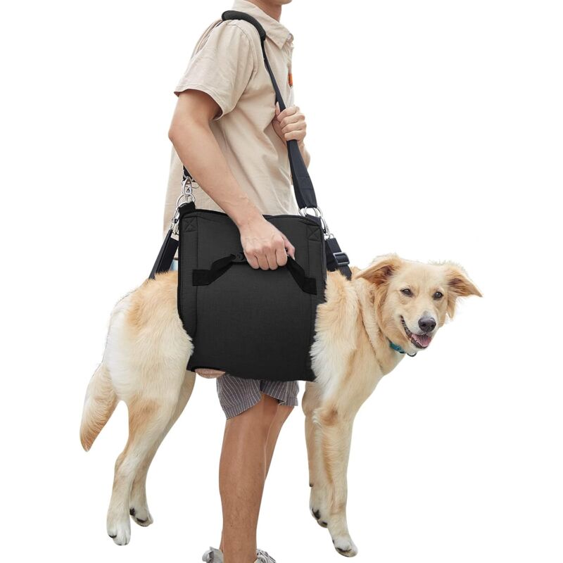 foto del prodotto trasportino per cani, zaino di emergenza per il supporto e la riabilitazione delle zampe degli animali domestici xl, nero 