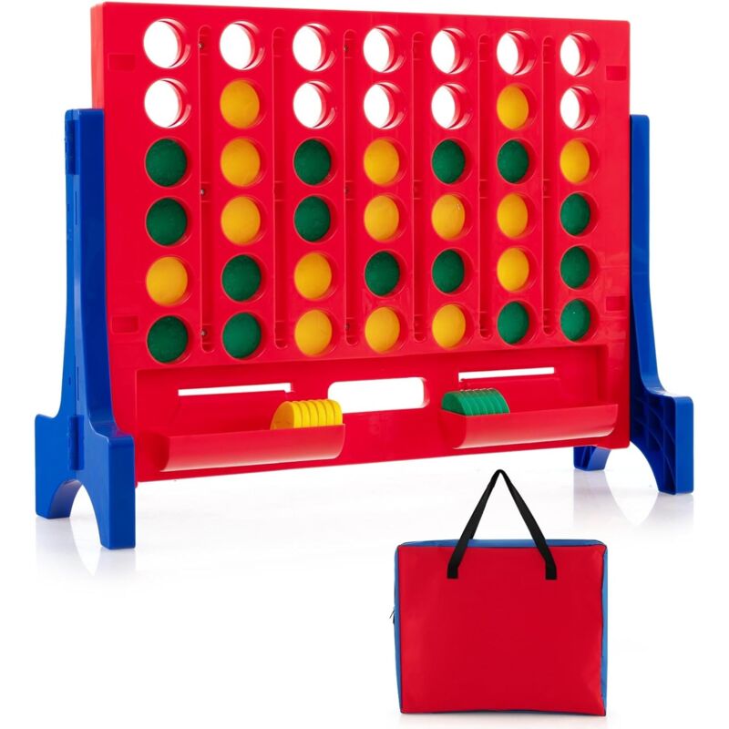 foto del prodotto costway forza 4 da tavolo o da parete, forza 4 gigante con sacca e 42 pedine, gioco da parete per adulti e bambini, divertimento familiare, feste