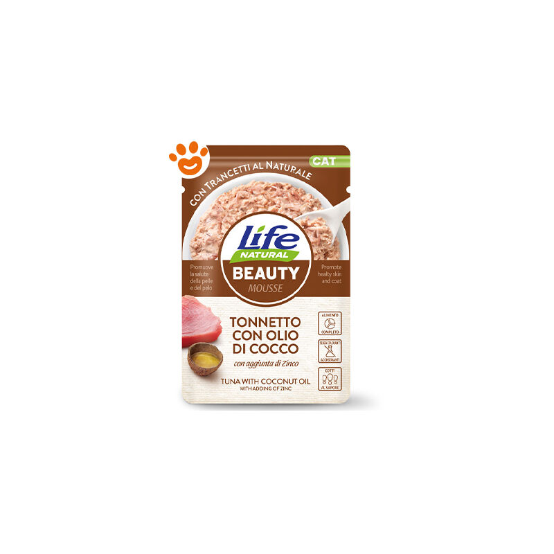 foto del prodotto life natural cat beauty tonnetto con olio di cocco life natural cat beauty tonnetto con olio di cocco bustina da 70 gr