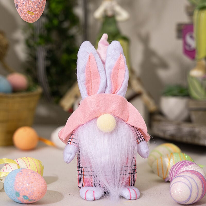 foto del prodotto linjou femmina gnomi coniglio gnomo pasquale elfo decorazioni per la casa collezione di figurine natalizie, forniture decorative plaid rosa