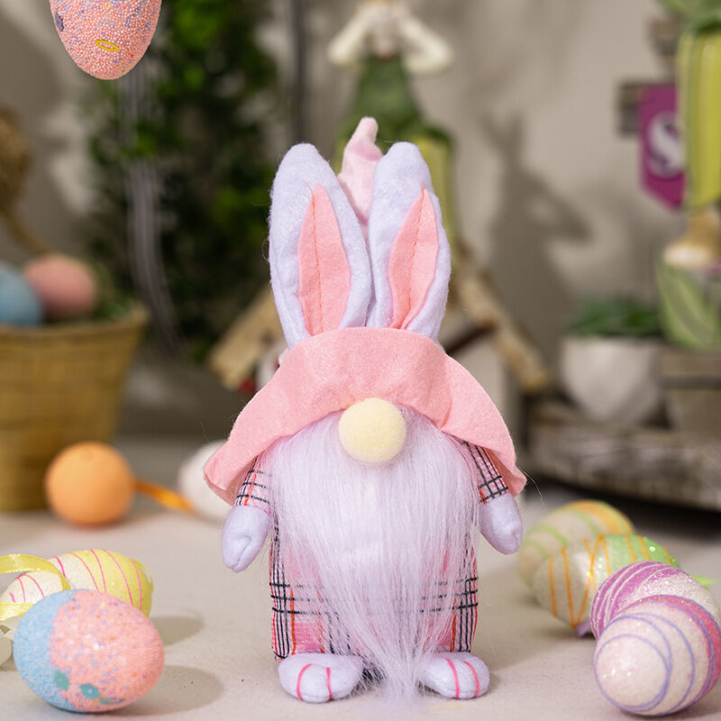 foto del prodotto linjou maschio gnomi coniglio gnomo pasquale elfo decorazioni per la casa collezione di figurine natalizie, forniture decorative plaid rosa rudolph
