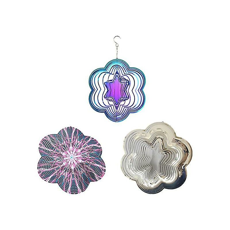 foto del prodotto fortuneville 3d vento che gira campanelli eolici rurale decorazione del giardino interno in acciaio inox ornamento rotante blu