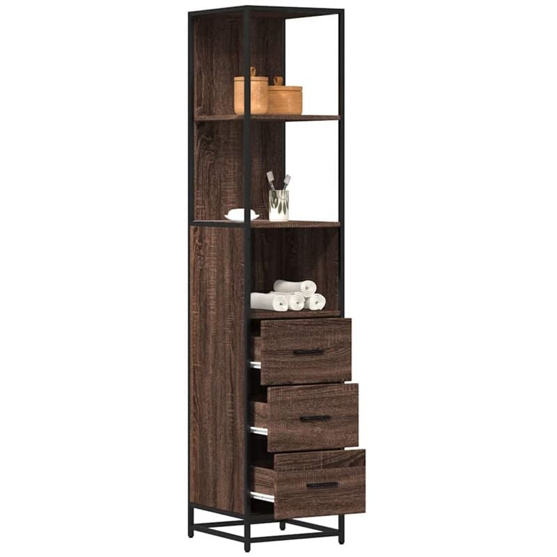 foto del prodotto vidaxl armadietto bagno rovere marrone 35x37,5x166cm legno multistrato