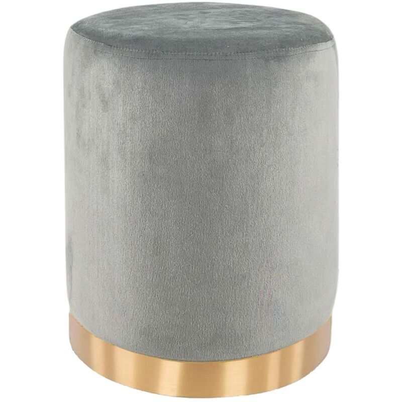 foto del prodotto pouf in velluto poggiapiedi sgabello per casa soggiorno letto camera salotto divano tavolino rotondo poltrona grigio chiaro marvin