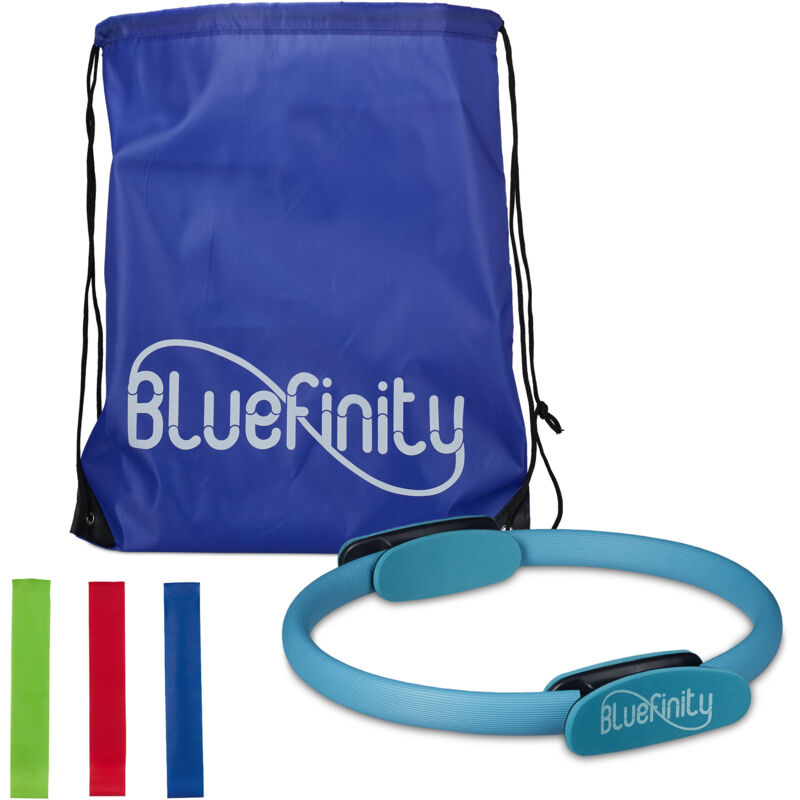 foto del prodotto bluefinity anello da pilates, 3 fasce di resistenza, allenamento palestra cosce e gambe, 39cm, fitness ring, yoga, blu