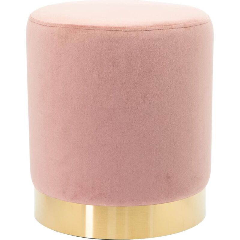 foto del prodotto pouf in velluto poggiapiedi sgabello per casa soggiorno letto camera salotto divano tavolino rotondo poltrona rosa marvin