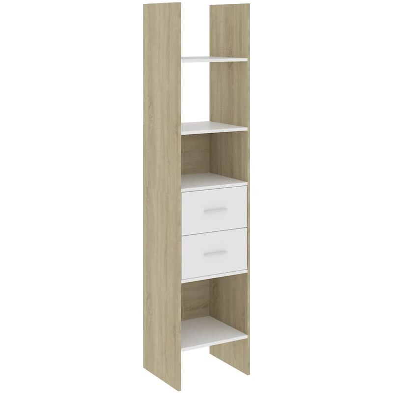 foto del prodotto libreria bianca e rovere sonoma 40x35x180 cm legno multistrato vidaxl