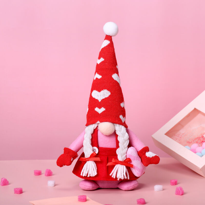 foto del prodotto linjou peluche decorativo gnomi di san valentino 2 pezzi bambola scandinava per ornamenti da tavola, rosa, amore, coppia, carino, ornamenti per