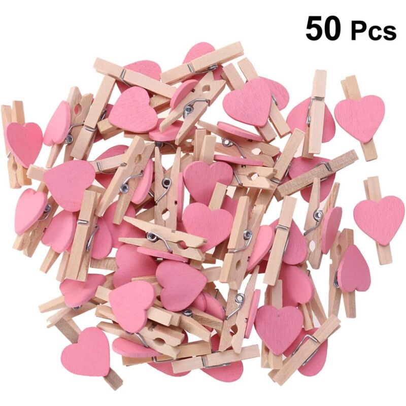 foto del prodotto  rose mini cuore d amore clip di legno messaggio portafoto album carta chiodini decor fotografia 50 pezzi