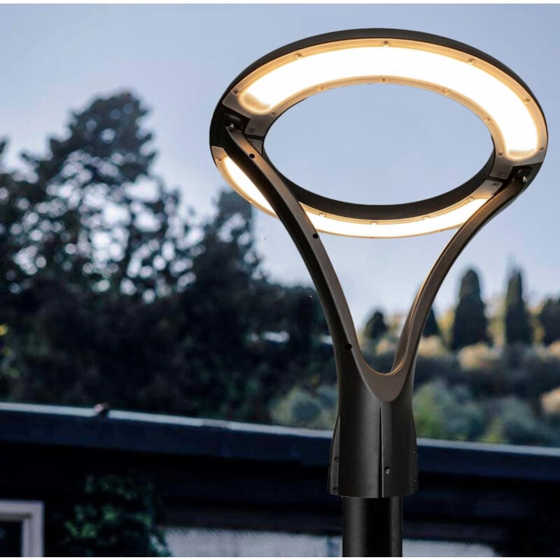 foto del prodotto lampione moderno led 100w cerchio luminoso ip65 da giardino viali a luce bianca 4000k