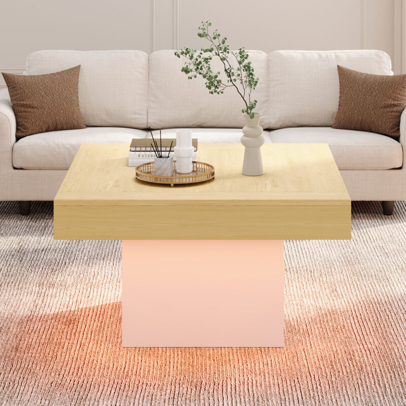 foto del prodotto tavolino da caff creativo a fungo led 70x70x40 cm elegante tavolino quadrato, capacit di carico di 30 kg, design moderno per soggiorno