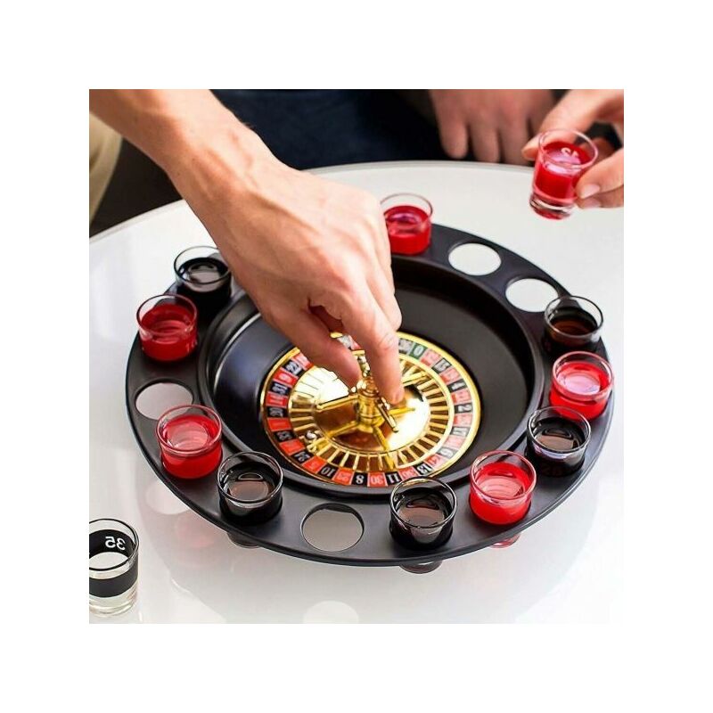 foto del prodotto topolenashop roulette alcolica con 16 bicchierini gioco d azzardo da tavolo per adulti mb 34