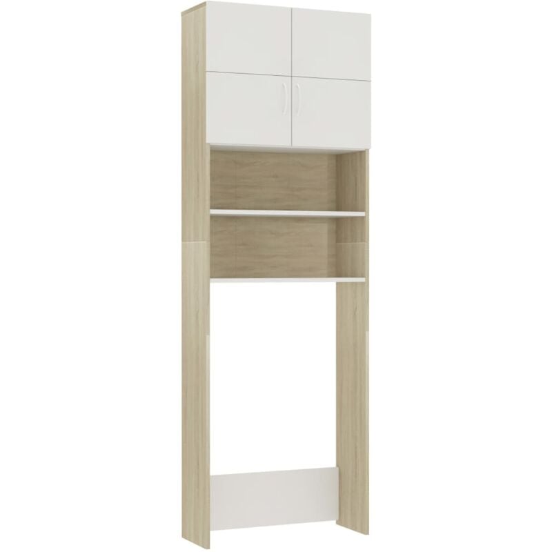 foto del prodotto mobile per lavatrice bianco e rovere sonoma 64x25,5x190 cm vidaxl