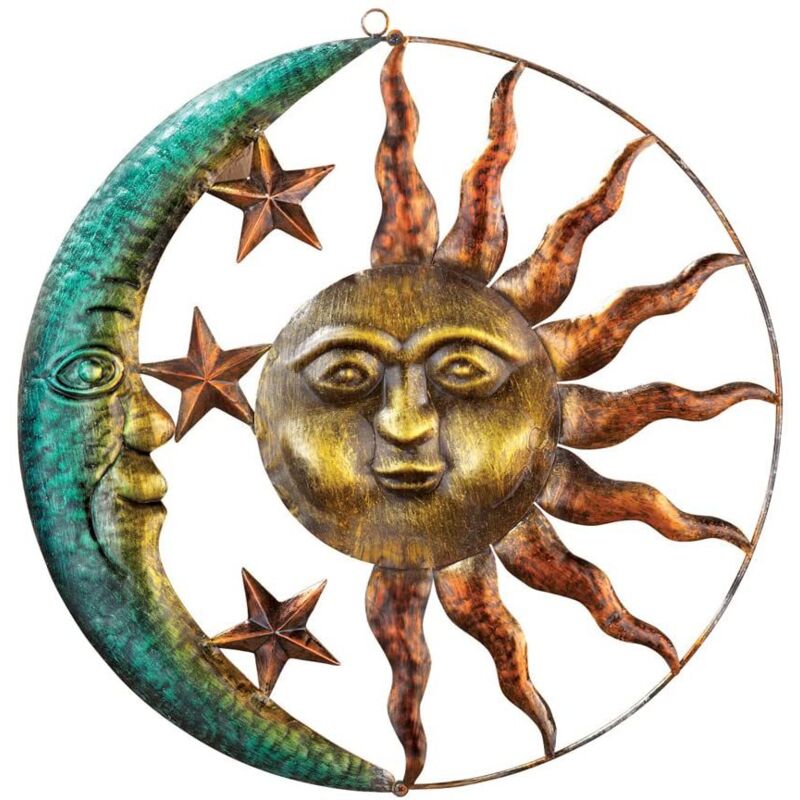 foto del prodotto fortuneville grande sole in metallo decorazione da parete in metallo sole e luna decorazione da parete in metallo sole e luna decorazione da parete