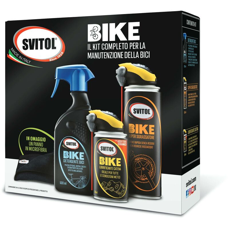 foto del prodotto svitol bike kit manutenzione bici con panno in microfibra