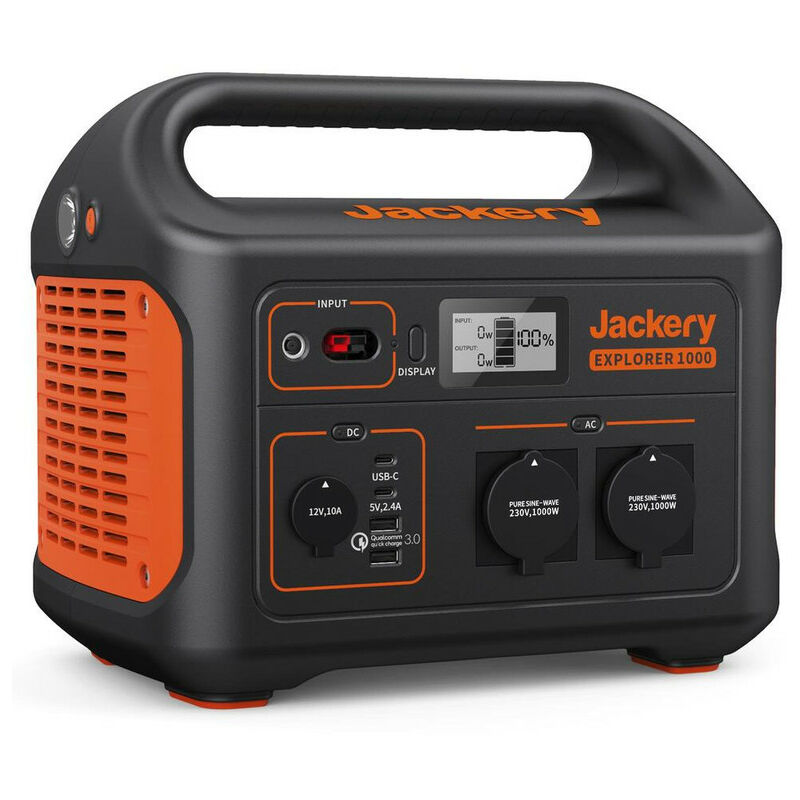 foto del prodotto jackery centrale elettrica portatile explorer 1000, batteria al litio mobile solare da 1002wh per alimentazione di emergenza domestica con prese ca