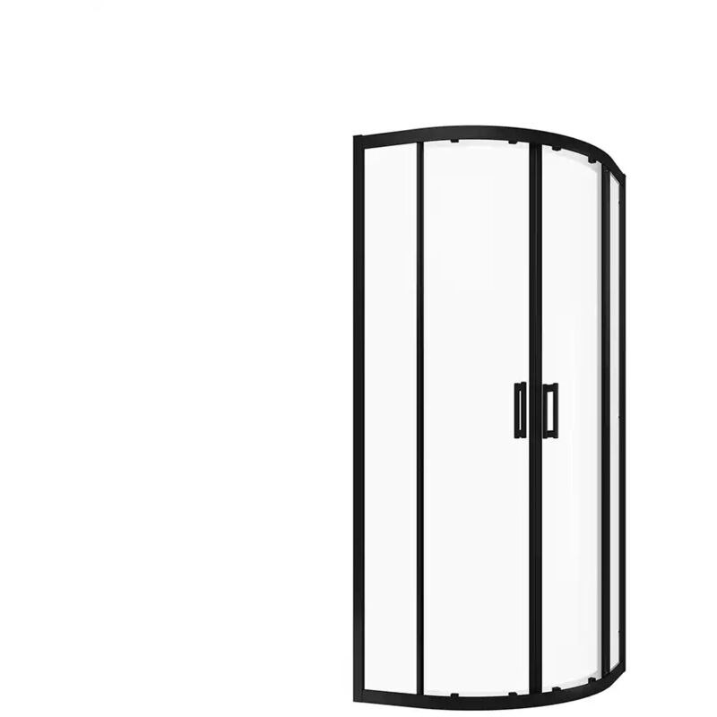immagine 0 del prodotto box doccia semicircolare 75x75 cm apertura scorrevole profili in alluminio nero opaco vetro 6mm trasparente h190 reversibile mod. java