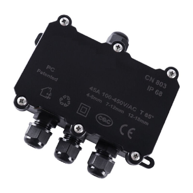 foto del prodotto fortuneville scatola di giunzione 1 in 3 uscite connettore cavo impermeabile ip68 custodia elettrica esterna impermeabile scatola di giunzione