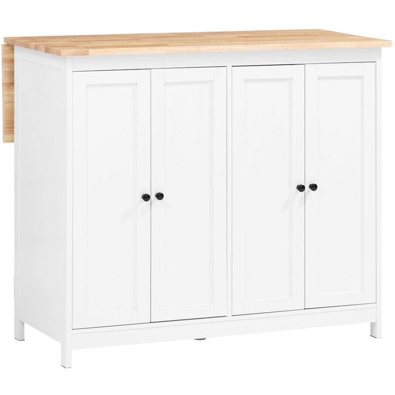 foto del prodotto isola cucina con piano di lavoro espandibile credenza penisola cucina con ruote bianco 107x76x92cm knl10 wn sobuy