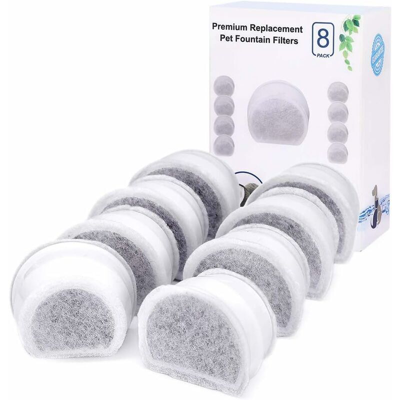 foto del prodotto fortuneville filtri al carbone di ricambio per filtri per fontane petsafe drinkwell avalon, pagoda, 2 galloni, sedona e seascape, confezione da 8