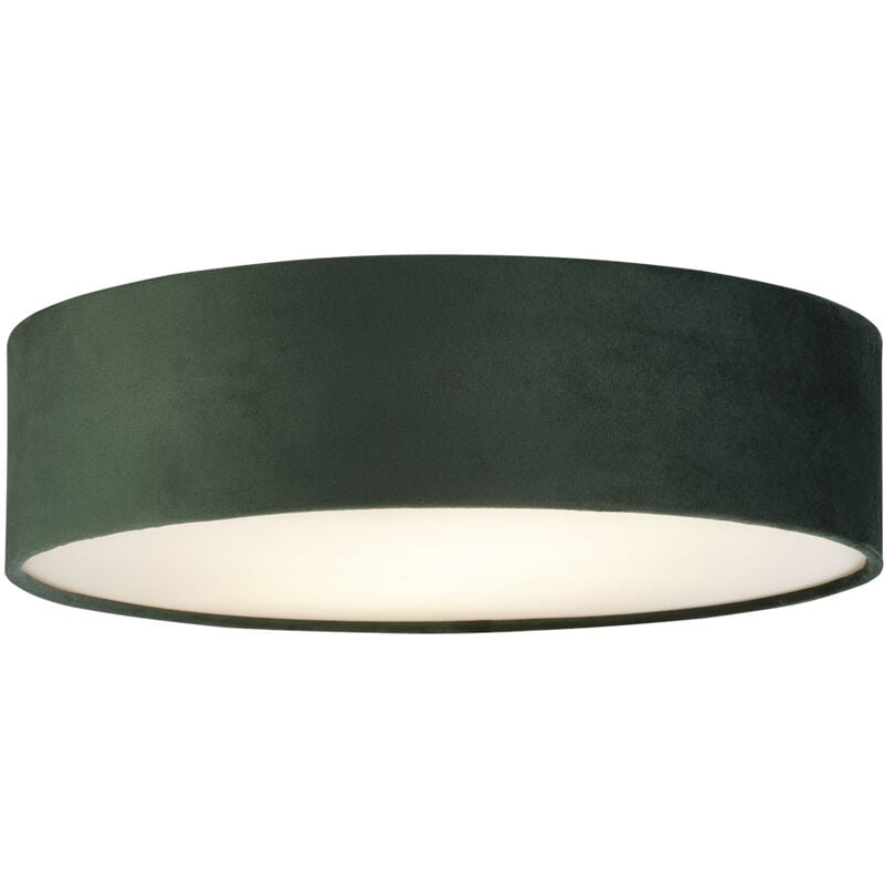 foto del prodotto searchlight plafoniera contemporanea tamburo acciaio verde, bianco e gelo tessuto 2 luci e27