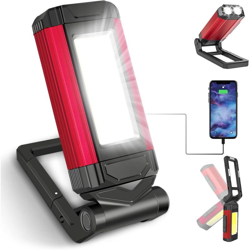 foto del prodotto kzq potente lampada da lavoro ricaricabile, lampada da officina a led portatile con base magnetica, lampada a torcia con impermeabilit ipx6,