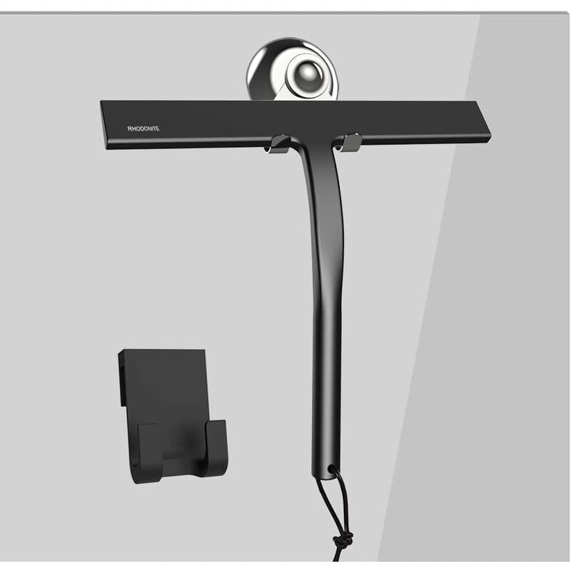 foto del prodotto fortuneville tergipavimento per doccia con supporto a ventosa 23 cm nero tergipavimento per finestra del bagno gancio per finestra in acciaio