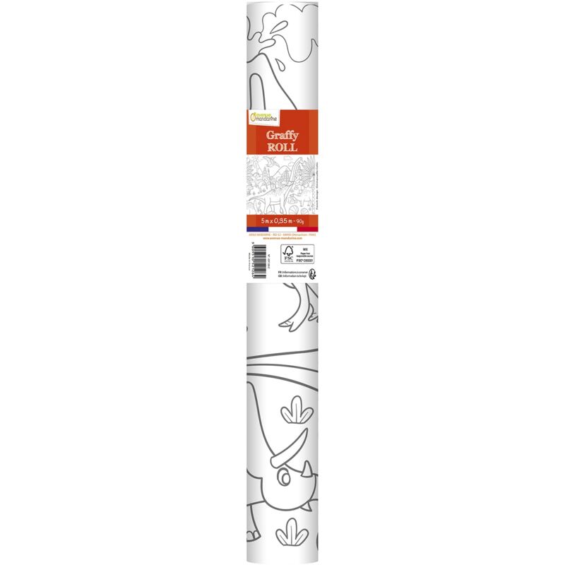 foto del prodotto ac deco avenue mandarine gy126c graffy roll rotolo5m x 35cm poster 90g prestampato, disegno 50cm ripetuto 10 volte poster gigante da