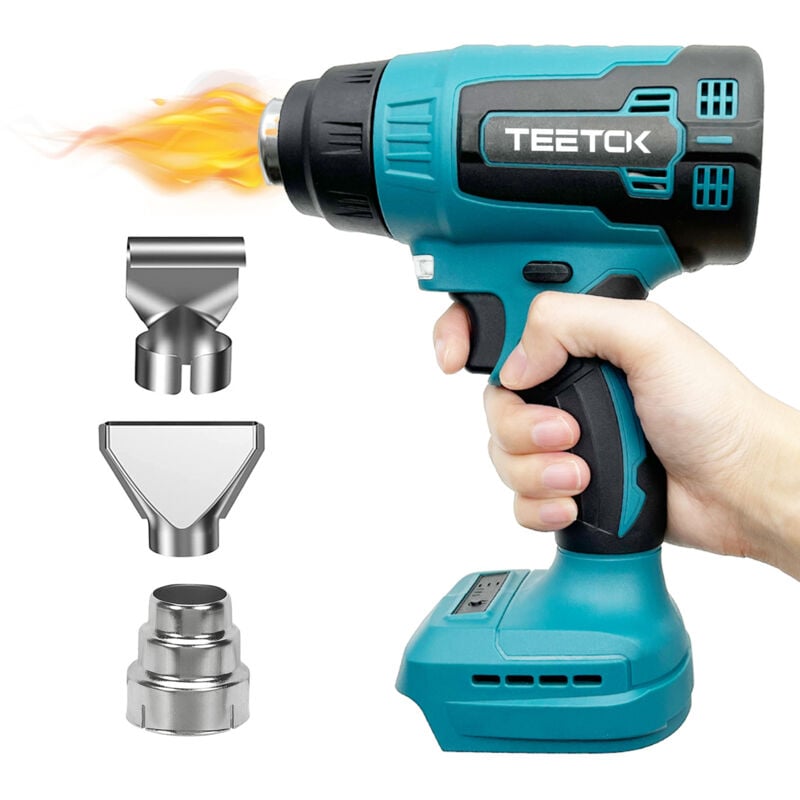 foto del prodotto teetok pistole termiche, riscaldatore elettrico senza fili,compatibile con la batteria makita, con 3 ugelli, pistola termica portatile, per lavori
