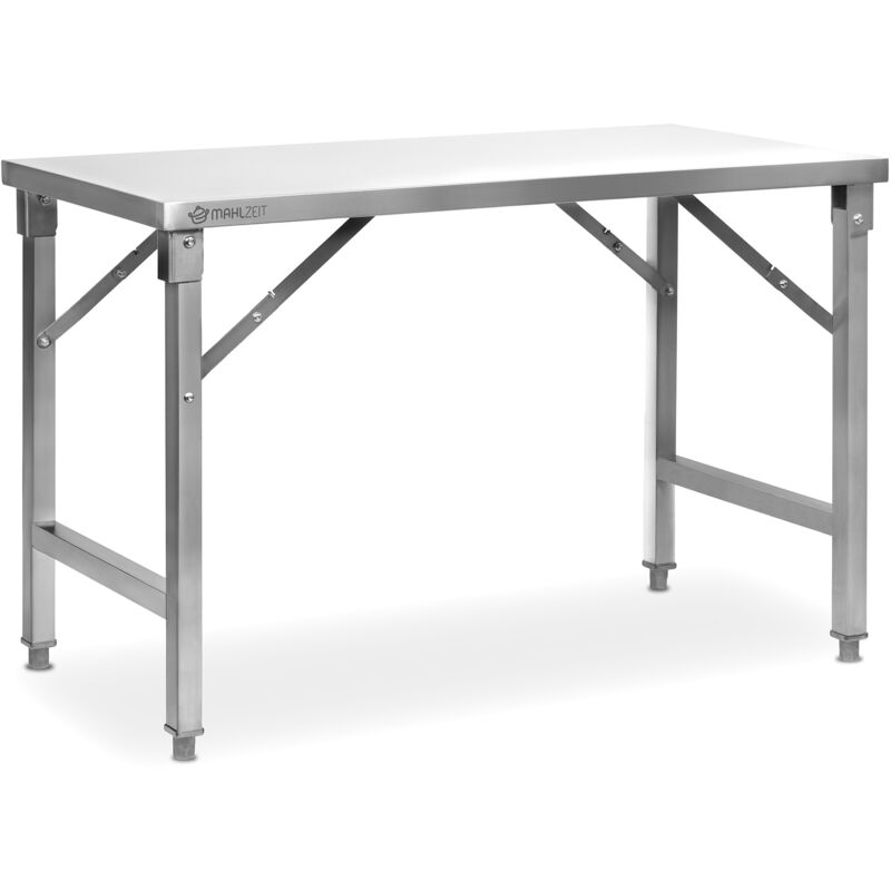 foto del prodotto tavolo in acciaio inox mahlzeit 120 x 60 x 80 cm, tavolo da lavoro, tavolo da cucina, tavolo di preparazione in acciaio inox