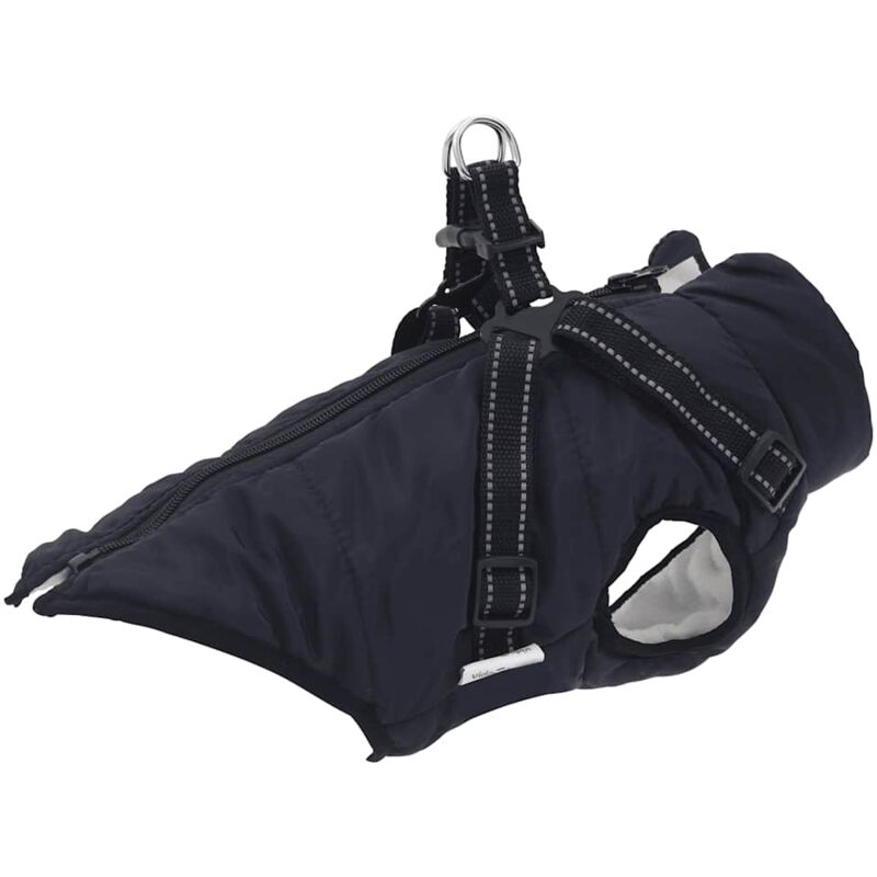 foto del prodotto vidaxl cappotto cani imbracatura impermeabile riflettente blu navy l24